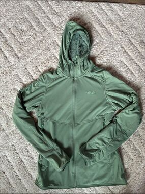 New Women’s Rab Evolute Hoody in Dark Fig Green